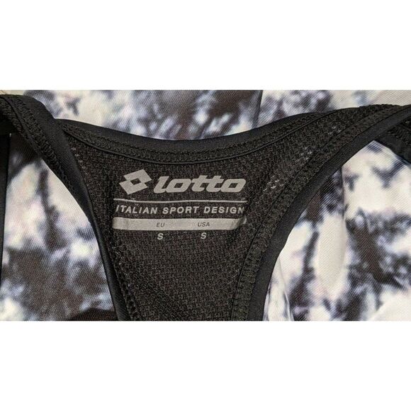 Lotto Italian Sport Design Women Small Black White Batik Mesh Racerback Tank Top - Picture 7 of 10